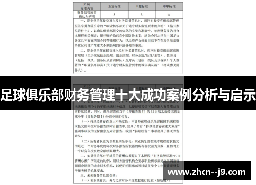 足球俱乐部财务管理十大成功案例分析与启示 足球俱乐部财务管理十大成功案例分析与启示